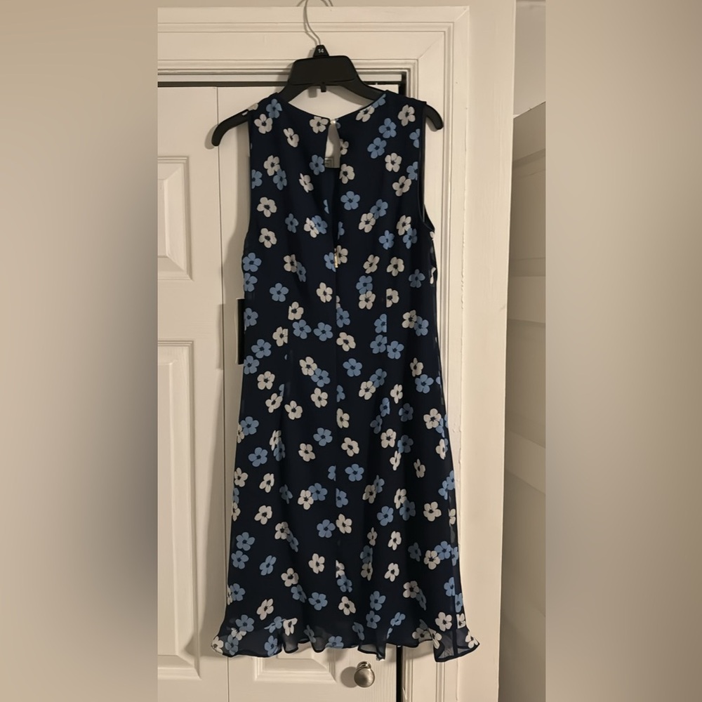 Karl Lagerfeld Blue Floral Sheer Ruffle Dress
Size 4
New with Tags
